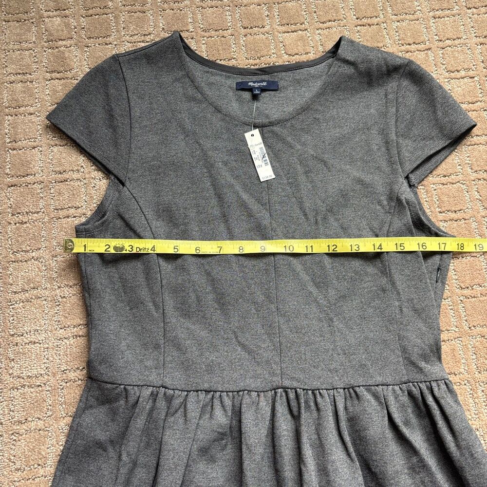 Madewell Knit Ponte Cap Sleeve Dress Women's L Gray Minimal Pockets Stretch NWT - Picture 5 of 6